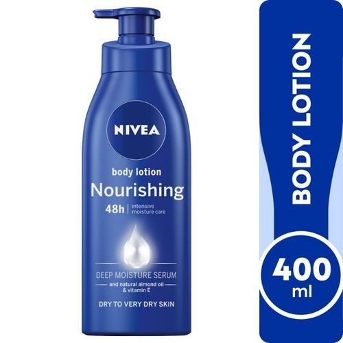 NIVEA لوشن الجسم مرطب للبشرة الجافة جداً، 48 ساعة من العناية بالترطيب، زيت اللوز المغذي وفيتامين E، 400 مل