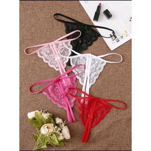 SHEIN 5pack Floral Lace Crotchless Thong Set-5624